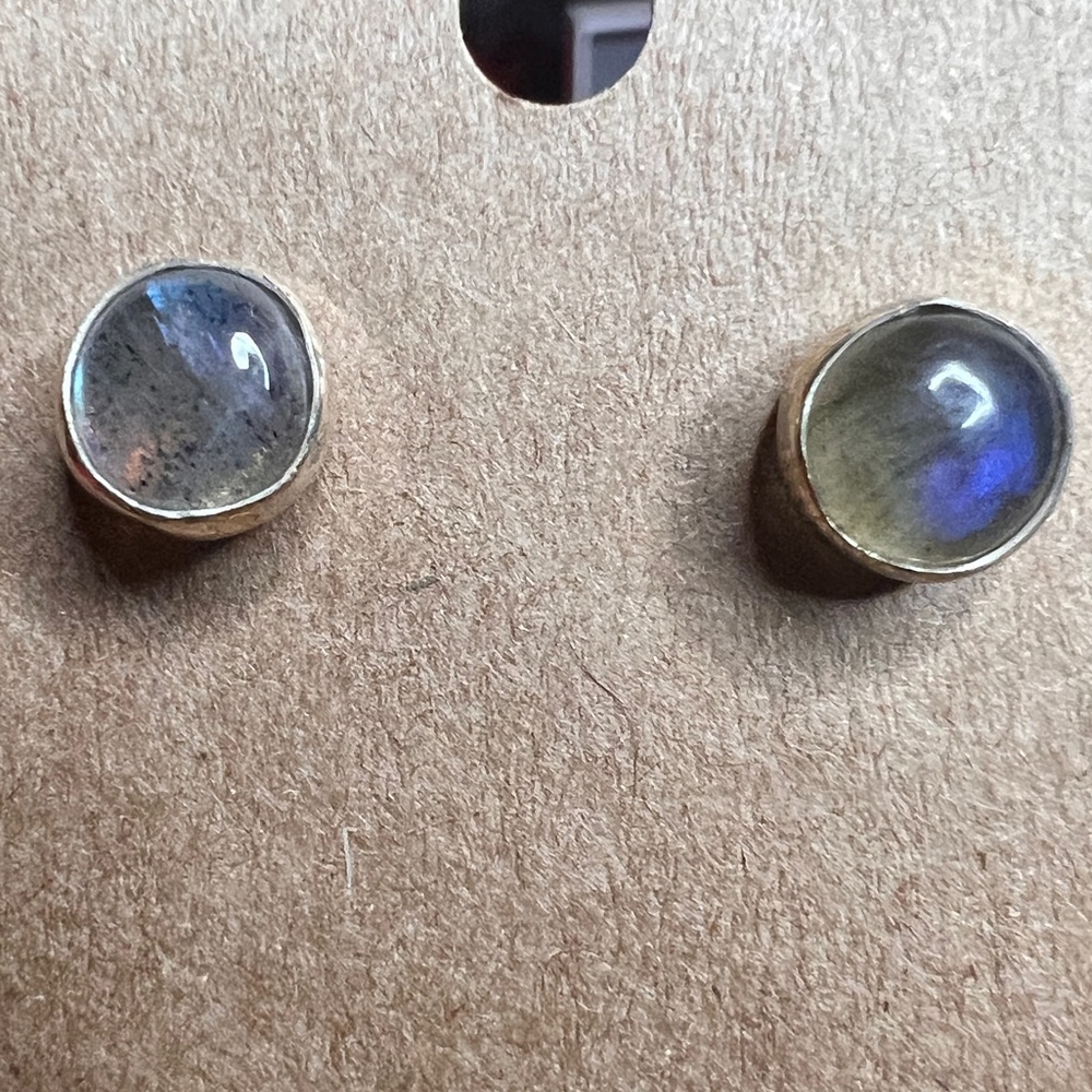 Labradorite studs in thick Sterling Silver .925 pin back